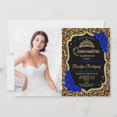 Invitation Fête de Quinceanera avec photo - Imprimé léopard b (Devant)