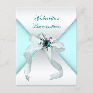 Invitation Fête de Quinceanera bleu sarcelle