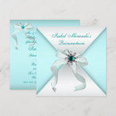 Invitation Fête de Quinceanera bleu sarcelle élégante (Devant / Derrière)