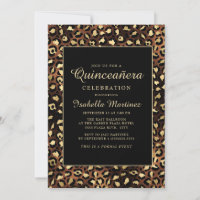 Fête de Quinceañera Bronze Noir Or Léopard
