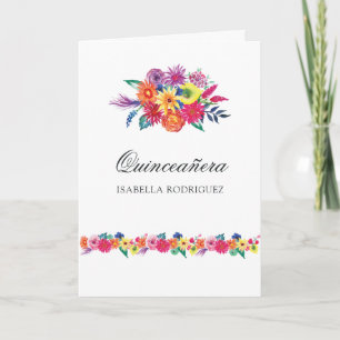 Invitation Fête de Quinceañera florale à l'aquarelle Photo