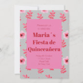 Invitation Fête de Quinceañera Flores Acuarela Anniversaire (Devant)