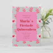 Invitation Fête de Quinceañera Flores Acuarela Anniversaire (Debout devant)