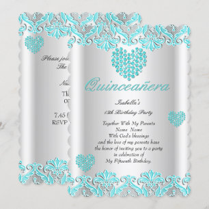 Invitation Fête de Quinceanera Jolis cœurs en dentelle sarcel