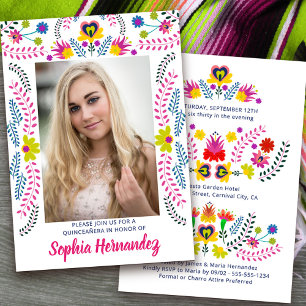 Invitation Fête de Quinceanera mexicaine - Photo blanche