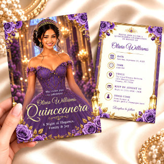 Invitation Fête de Quinceañera pour un 15e anniversaire royal