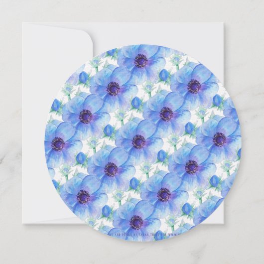 Invitation Fête de réception anémonique bleue (Dos)