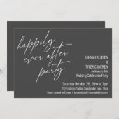 Invitation Fête de réception de mariage gris Happily Ever Aft (Devant / Derrière)
