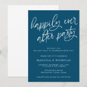 Invitation Fête de réception de mariage Navy Happily Ever Aft (Devant / Derrière)