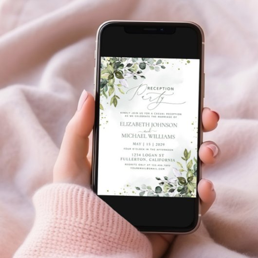 Invitation Fête de réception verte Eucalyptus