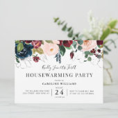 Invitation fête de réchauffage florale bordeaux (Debout devant)