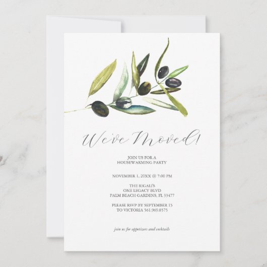 Invitation Fête de réchauffement ménager de la branche d'oliv (Devant)