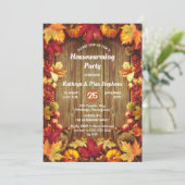 Invitation Fête de réchauffement ménager - Feuilles d'automne (Debout devant)