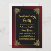 Invitation Fête de réchauffement ménager Noir rouge avec cadr (Devant)