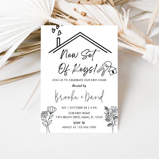 Invitation Fête de réchauffement ménager Nouveau jeu de clés