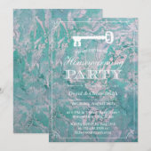 Invitation Fête de réchauffement ménager Squelette Clé Marbre (Devant / Derrière)