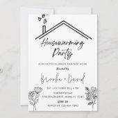 Invitation Fête de réchauffement Vintage noir et blanc (Devant)