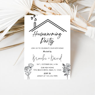 Invitation Fête de réchauffement Vintage noir et blanc