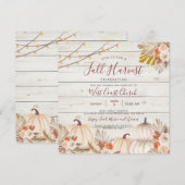 Invitation Fête de récolte automnale en bois, Fête d'automne, (Devant / Derrière)