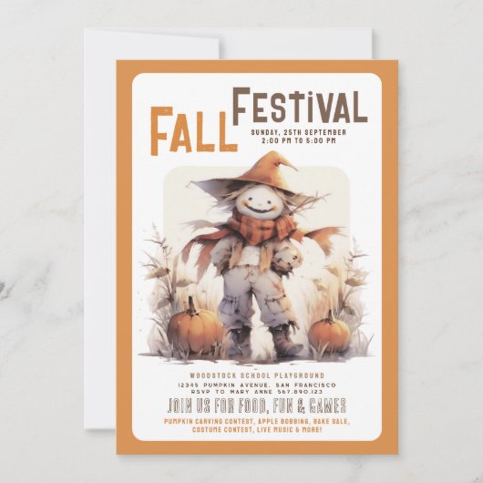 Invitation Fête de récolte d'automne halloween (Devant)