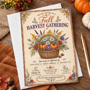 Invitation Fête de récolte d'automne rustique vintage