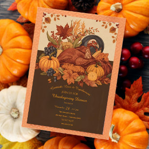 Invitation Fête de récolte Dîner traditionnel Thanksgiving