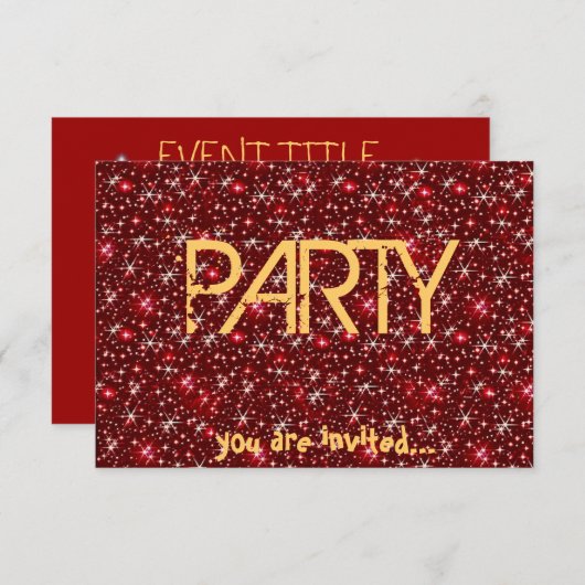 Invitation Fête de Red Sparkle (Devant / Derrière)