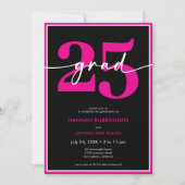 Invitation Fête de remise de diplôme avec écriture rose minim (Devant)
