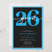 Invitation Fête de remise de diplôme avec un script bleu mini (Devant)