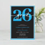 Invitation Fête de remise de diplôme avec un script bleu mini (Debout devant)