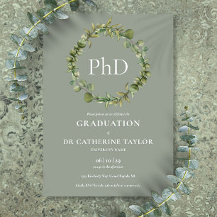Invitation Fête de remise de diplôme de doctorat Couronne de
