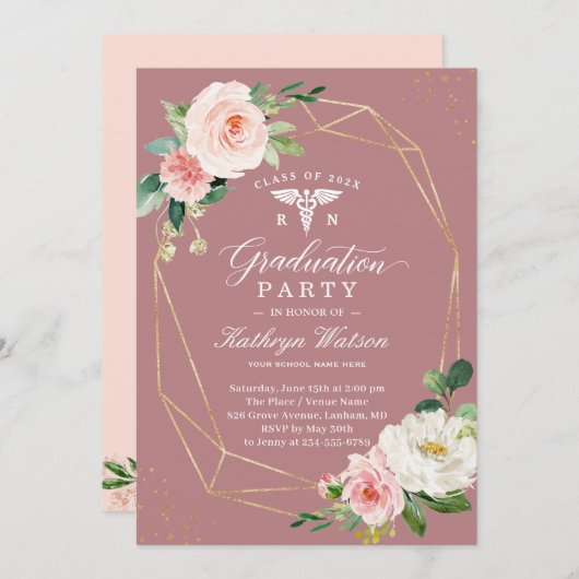 Invitation Fête de remise de diplôme de l'école d'infirmières (Devant / Derrière)