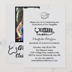 Invitation Fête de remise de diplôme d'infirmière avec photo