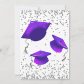 Invitation Fête de remise de diplôme double Gris Violet (Dos)