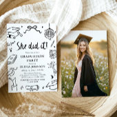 Invitation Fête de remise de diplôme elle l'a fait dessinée à