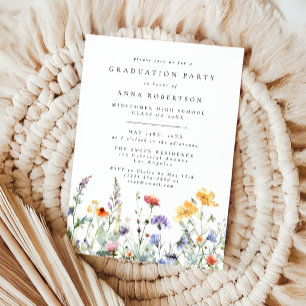 Invitation Fête de remise de diplôme florale aquarelle vibran