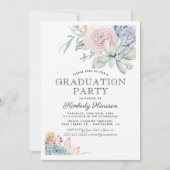 Invitation Fête de remise de diplôme florale et succulente aq (Devant)