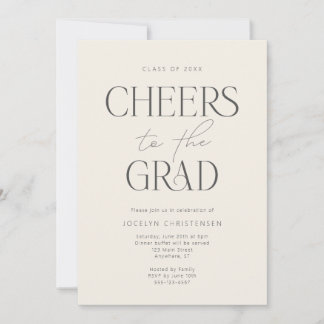 Invitation Fête de remise de diplôme moderne gris charbon crè