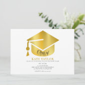 Invitation Fête de remise de diplôme moderne simple en or (Debout devant)