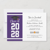 Invitation Fête de remise de diplôme Moderne Violet Blanc Gra (Devant)