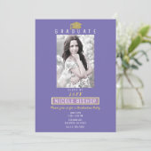 Invitation Fête de remise de diplôme paillettes dorées et mar (Debout devant)