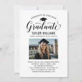 Invitation Fête de remise de diplôme photo calligraphie or (Devant)