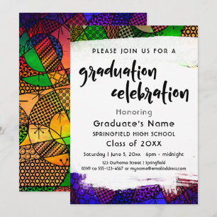 Invitation Fête de Remise de Diplômes à Motif Géométrique Col