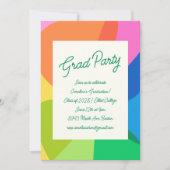 Invitation Fête de remise de diplômes arc-en-ciel gras écritu (Devant)