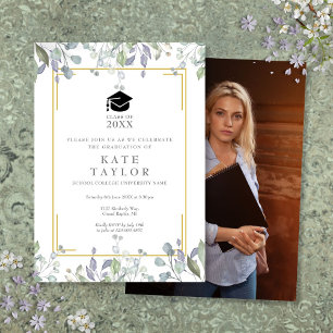Invitation Fête de remise de diplômes avec aquarelle florale