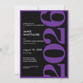 Invitation Fête de remise de diplômes avec typographie violet (Devant)