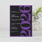 Invitation Fête de remise de diplômes avec typographie violet (Debout devant)