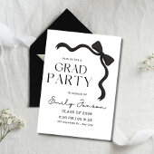 Invitation Fête de remise de diplômes Black Bow Élégant Moder