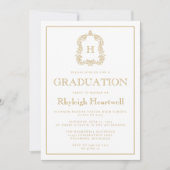 Invitation Fête de remise de diplômes blanche avec monogramme (Devant)