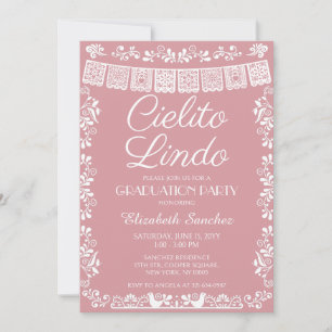 Invitation Fête de remise de diplômes Cielito Lindo rose blus